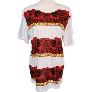 Vie+Riche Streetware Red Rose Chain Graphic T Shirt Top Sz M